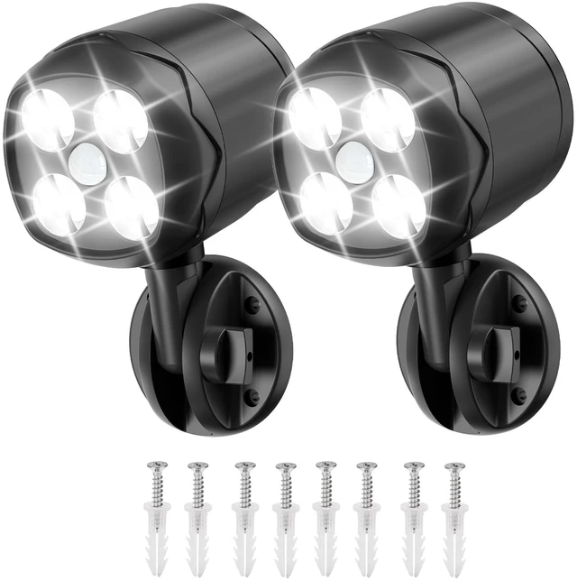 Main image of Battery Operated Motion Outdoor Waterproof Lights, 800 Lumen Bright Battery Powered Night Activation Security Spotlight for Porch, Trash Can, Stairs, Garage (2 Pack)