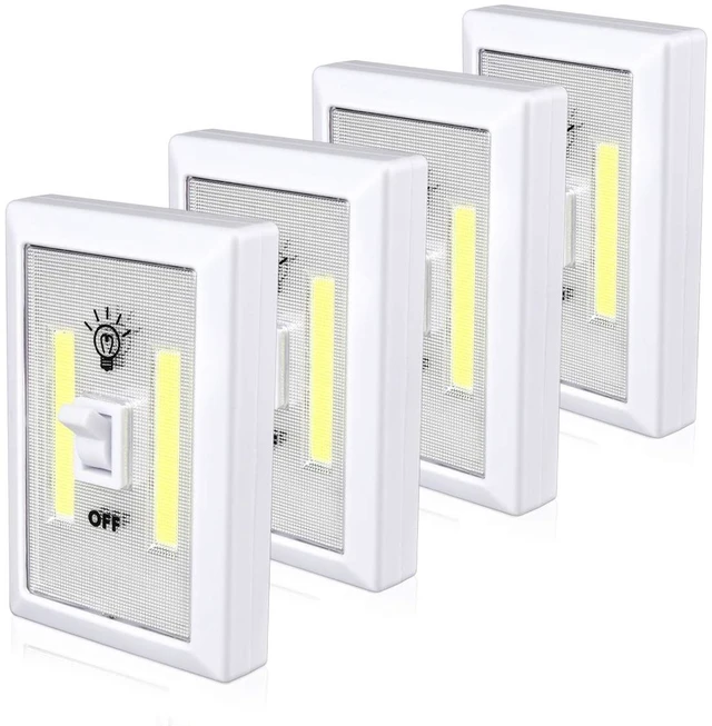 Main image of Closet Light,Battery Operated Tap Light,Bright Switch Light4 Pack | Stick On Light Wall Mount Under Cabinet Lighting, Push Night Light for Cupboard, Shed, Basements