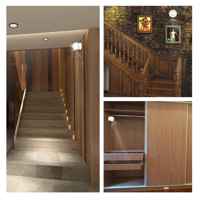 Alt view image 7 of 7 - Motion Sensor Light Battery Powered Wall Light Battery Operated Motion Spotlight Waterproof Indoor/Outdoor LED Motion Lights for Garage Porch Stair Ceiling Gate(2 Pack)