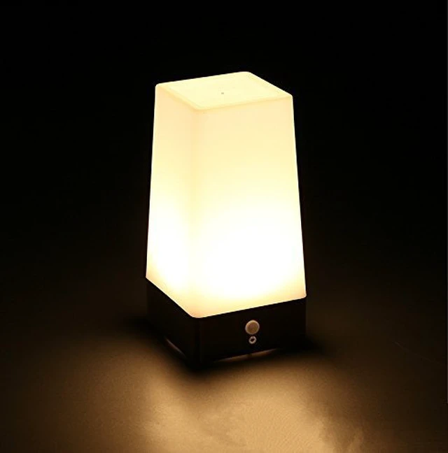 Alt view image 2 of 7 - Motion Sensor LED Night Light 3 Modes Battery Powered LED Table Lamp,Sensitive Lights Stairway Bedroom/Bathroom Hallway Emergency Camping Lamp for Kids Nursery Child House(Square Shape)