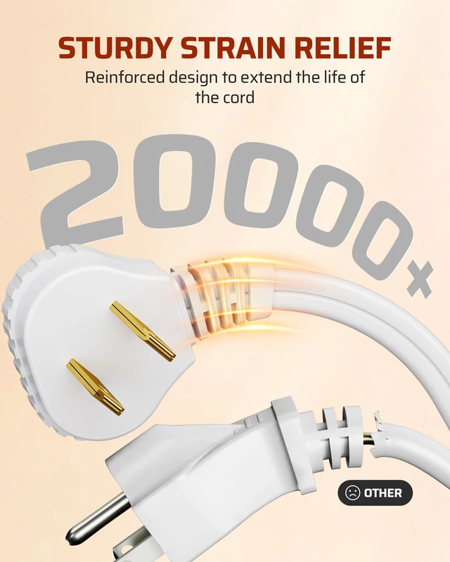 Alt view image 7 of 7 - 12 FT Light Extension Cord with ON/Off Switch for Christmas Lights, Step on Foot Switch Power Cord, Angled Flat Plug, 2-Prong 3 Outlets, 16/2C, White, ETL Listed