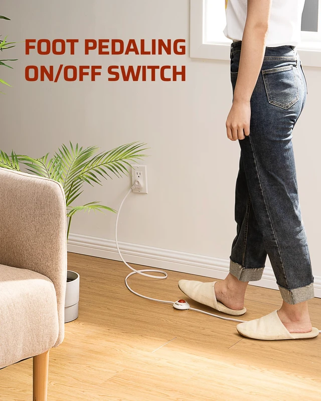 Alt view image 3 of 7 - 12 FT Light Extension Cord with ON/Off Switch for Christmas Lights, Step on Foot Switch Power Cord, Angled Flat Plug, 2-Prong 3 Outlets, 16/2C, White, ETL Listed
