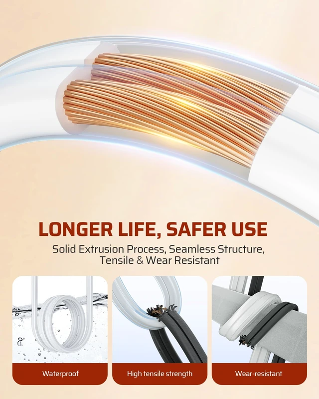 Alt view image 6 of 7 - 12 FT Light Extension Cord with ON/Off Switch for Christmas Lights, Step on Foot Switch Power Cord, Angled Flat Plug, 2-Prong 3 Outlets, 16/2C, White, ETL Listed