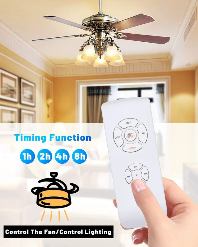Alt view image 4 of 7 - 3 Pack Universal Small Size Ceiling Fan Remote Control Kit, Mini Wireless Remote Control and Receiver Kits for Ceiling Fan Lamp