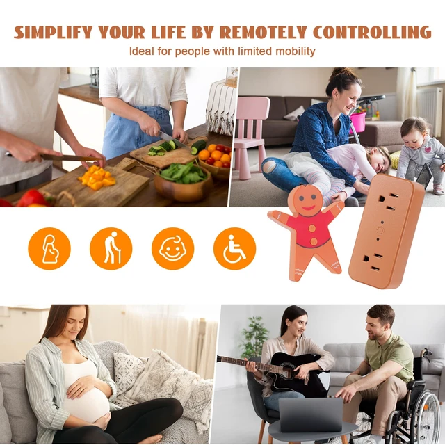 Alt view image 4 of 7 - Remote Control Outlet for Christmas Gingerbread Man, Wireless Remote Switch, with Built-in Music Feature, 100ft Range, for Christmas Tree Lights & Household Appliances, Gift for Christmas & Halloween