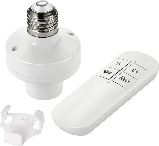 Main image of Remote Control Light Lamp Socket E26 E27 Bulb Base Holder, Wireless Light Switch Kit with Timer