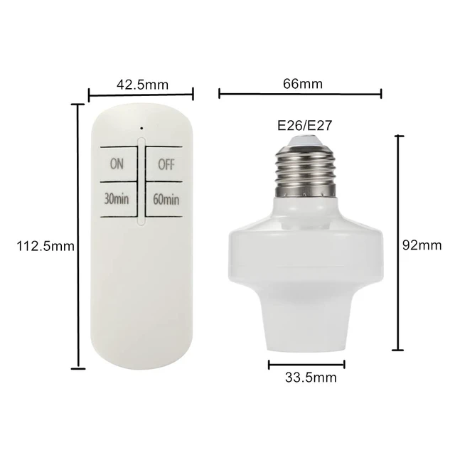 Alt view image 2 of 7 - Remote Control Light Lamp Socket E26 E27 Bulb Base Holder, Wireless Light Switch Kit with Timer