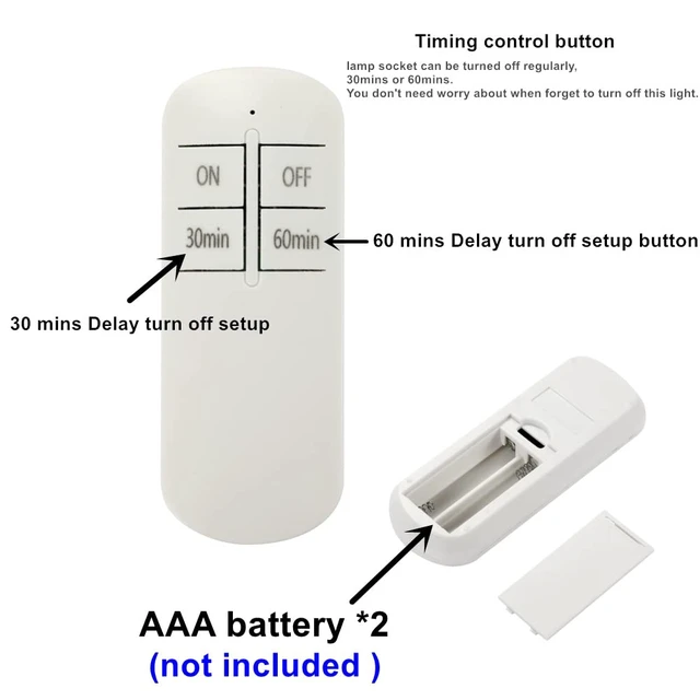 Alt view image 4 of 7 - Remote Control Light Lamp Socket E26 E27 Bulb Base Holder, Wireless Light Switch Kit with Timer
