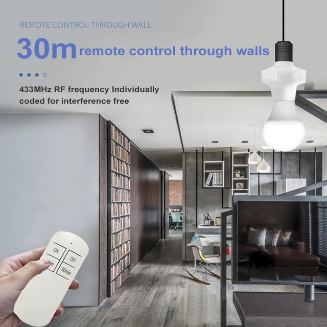 Alt view image 7 of 7 - Remote Control Light Lamp Socket E26 E27 Bulb Base Holder, Wireless Light Switch Kit with Timer