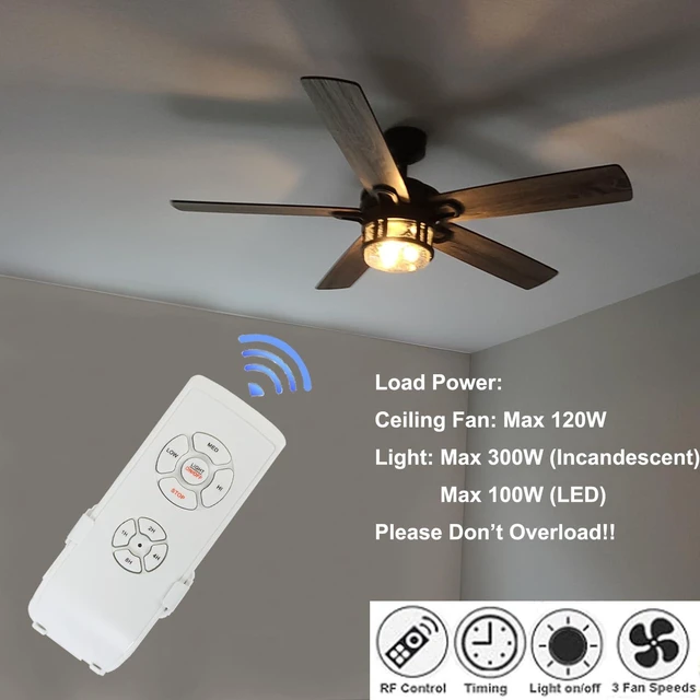 Alt view image 2 of 6 - Ceiling Fan Remote Control Kit,Universal Fan Speed,Light & Timing 3 in 1 Wireless Remote Control for Ceiling Fan Light, Fit for Honeywell Westinghouse Hunter and More