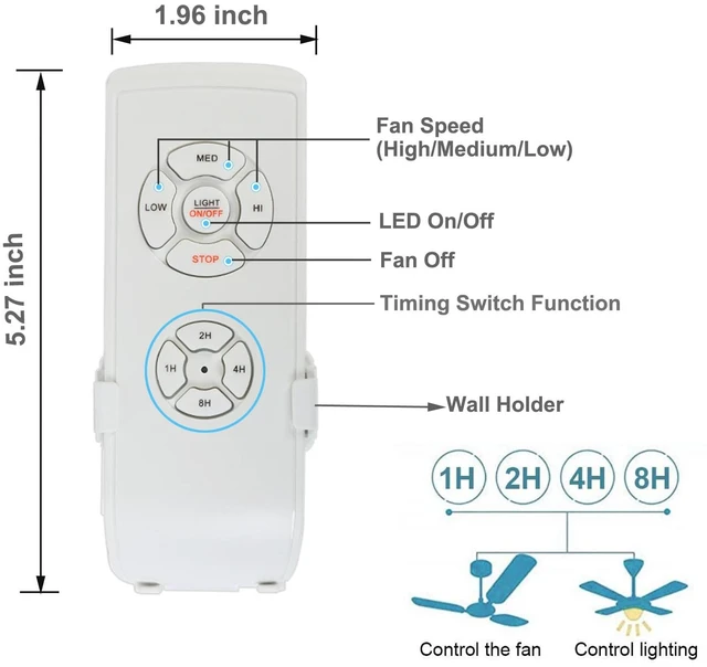 Alt view image 5 of 6 - Ceiling Fan Remote Control Kit,Universal Fan Speed,Light & Timing 3 in 1 Wireless Remote Control for Ceiling Fan Light, Fit for Honeywell Westinghouse Hunter and More