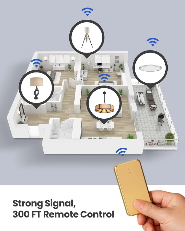 Alt view image 3 of 6 - Golden Remote Control Outlet Plug 80-275V/15A/1500W Wireless Switch | No Wiring No WiFi, 300 ft, for Household Appliances, Christmas Tree, Lamps, Fans, Programmable, Buckle Design & Removable