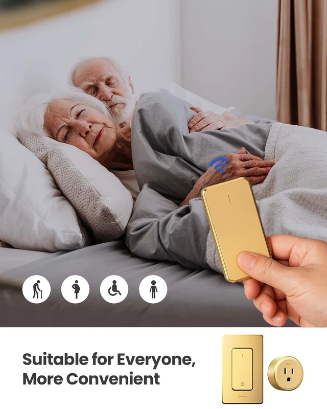 Alt view image 5 of 6 - Golden Remote Control Outlet Plug 80-275V/15A/1500W Wireless Switch | No Wiring No WiFi, 300 ft, for Household Appliances, Christmas Tree, Lamps, Fans, Programmable, Buckle Design & Removable