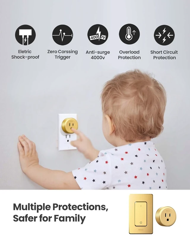 Alt view image 2 of 6 - Golden Remote Control Outlet Plug 80-275V/15A/1500W Wireless Switch | No Wiring No WiFi, 300 ft, for Household Appliances, Christmas Tree, Lamps, Fans, Programmable, Buckle Design & Removable