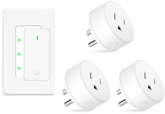Main image of 3 Independent Remote Control Outlets with Wireless Wall Switch | 500FT RF Range, Wall Mounted Light Switch with Plugs, 15A/1500W, for Lamps/Lights/Household Appliances, TUV listed