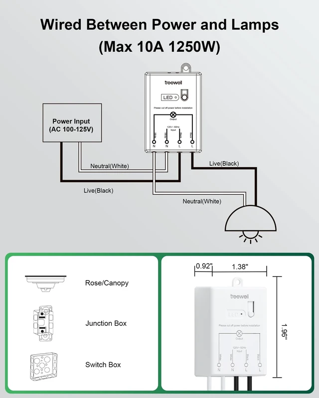 Alt view image 5 of 7 - Wireless Light Switch and Receiver Kit, 200FT RF Long Range | Remote Control Light Switch, 10A/1200W, Wireless Wall Switch for Ceiling Light, Fan, Lamps, No Rewiring, No Interference