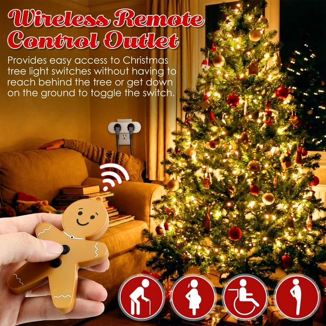 Alt view image 2 of 7 - Wireless Remote Control Outlet Switch for Christmas Tree Lights, Gingerbread Man Remote Light Switch Kit for Christmas Tree and Long Range Lighting Control, White (1 Pack)