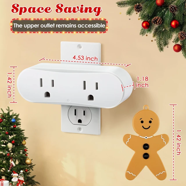 Alt view image 3 of 7 - Wireless Remote Control Outlet Switch for Christmas Tree Lights, Gingerbread Man Remote Light Switch Kit for Christmas Tree and Long Range Lighting Control, White (1 Pack)