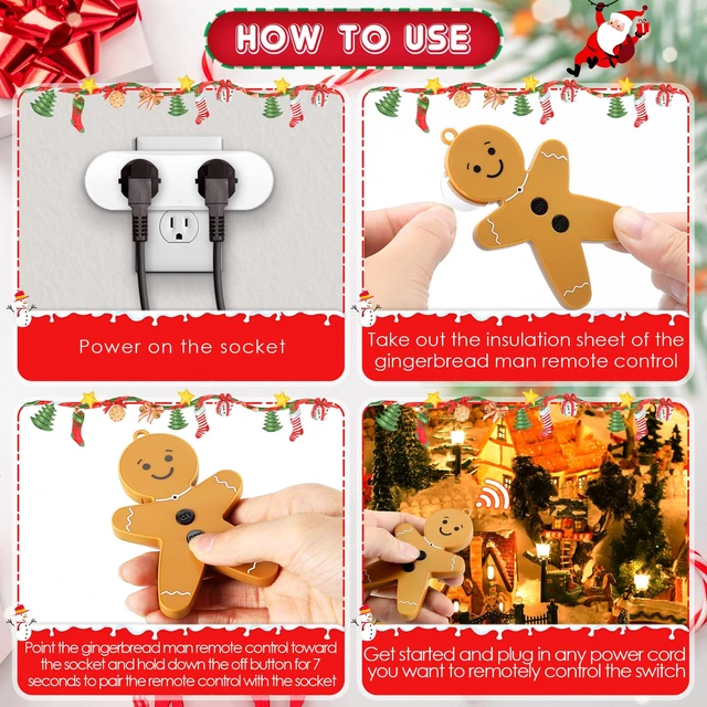 Alt view image 5 of 7 - Wireless Remote Control Outlet Switch for Christmas Tree Lights, Gingerbread Man Remote Light Switch Kit for Christmas Tree and Long Range Lighting Control, White (1 Pack)