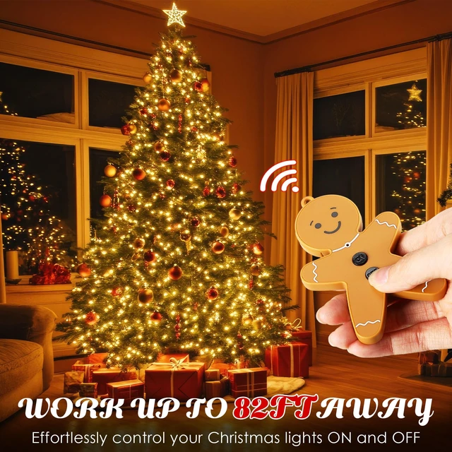 Alt view image 4 of 7 - Wireless Remote Control Outlet Switch for Christmas Tree Lights, Gingerbread Man Remote Light Switch Kit for Christmas Tree and Long Range Lighting Control, White (1 Pack)