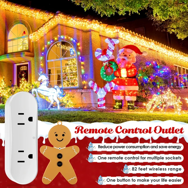 Alt view image 6 of 7 - Wireless Remote Control Outlet Switch for Christmas Tree Lights, Gingerbread Man Remote Light Switch Kit for Christmas Tree and Long Range Lighting Control, White (1 Pack)