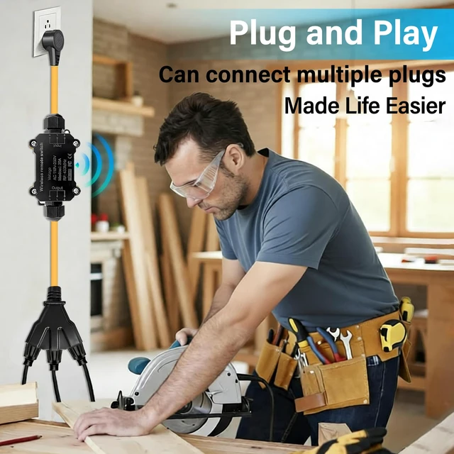Alt view image 4 of 7 - AC 110V-250V Outdoor Remote Control Outlet with 3 Grounded Outlets | Wireless Waterproof Power Switch,164FT Range,20A Heavy Duty Plug for Garden Lights,Pump,Holiday Decorations