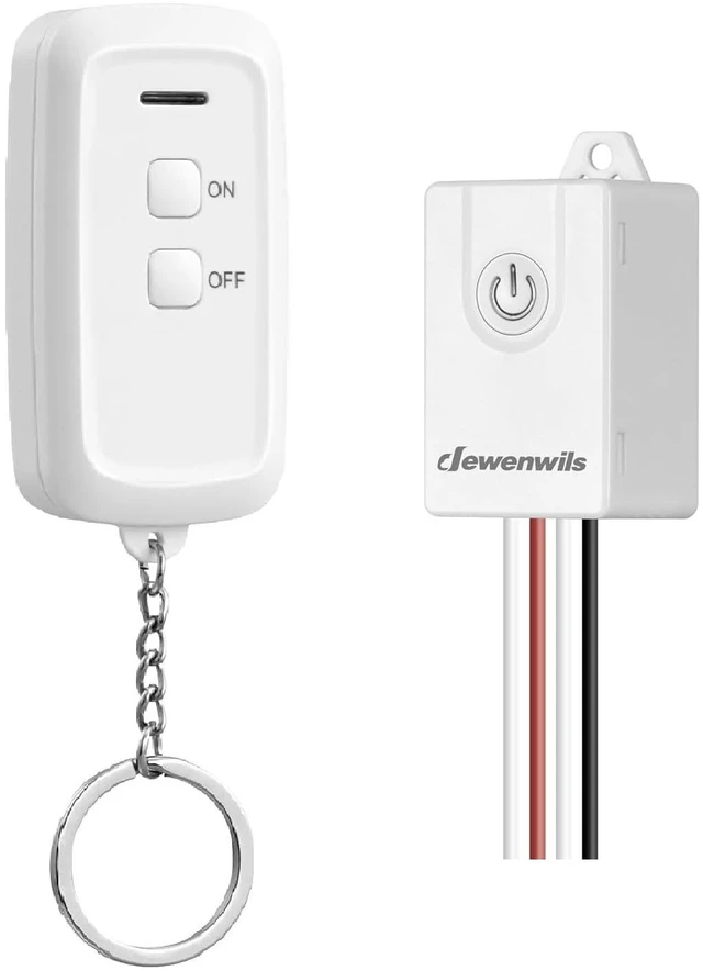 Main image of Wireless Light Switch and Receiver Kit, 15A/1800W Remote Control | No Wiring Required, No Interference, 100 ft Range, Expandable Wall Switch for Lamp, Ceiling Light, Fan & Indoor Lighting