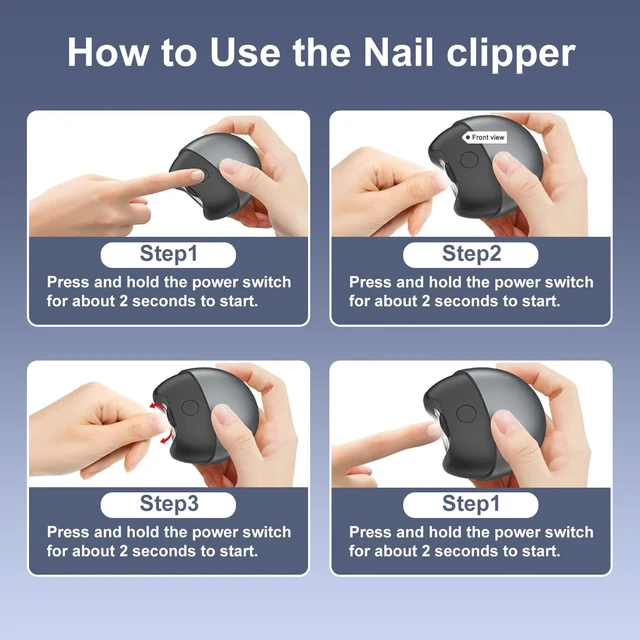 Alt view image 6 of 7 - 4 in 1 Electric Automatic Nail Clipper, 2026 Upgraded Electric Nail Clipper Automatic Nail Trimmer with Light & Nail Scraps Storage 2 Speeds Electric Fingernail Clippers for Seniors Adults (White)