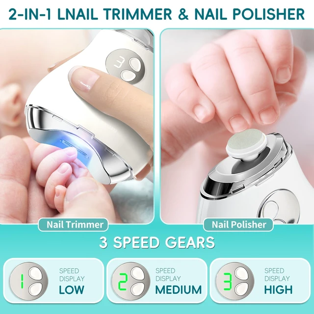 Alt view image 3 of 7 - Electric Nail Clippers, with LED Light and Nail File, Fingernail Clipper Storage, 3 Speeds Ideal Digital Display, USB Rechargeable Safety Nail Trimmer for Baby, Kids, Seniors, Caregivers