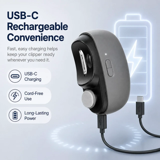Alt view image 4 of 6 - 2 in 1 Electric Nail Clipper, Electric Nail and Toenail Clipper Clippers | Comes With A Nail Clipper Storage Case And An Led Light, Two Speed Settings, Compact And Portable