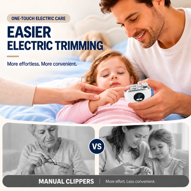 Alt view image 5 of 7 - Electric Nail Clipper Upgraded 3-in-1 Automatic Nail Trimmer with LED Light,Automatic Nail Clipper with Nail Debris Storage Rechargeable Electric Nail Clippers for Seniors and Everyday Nail Care White