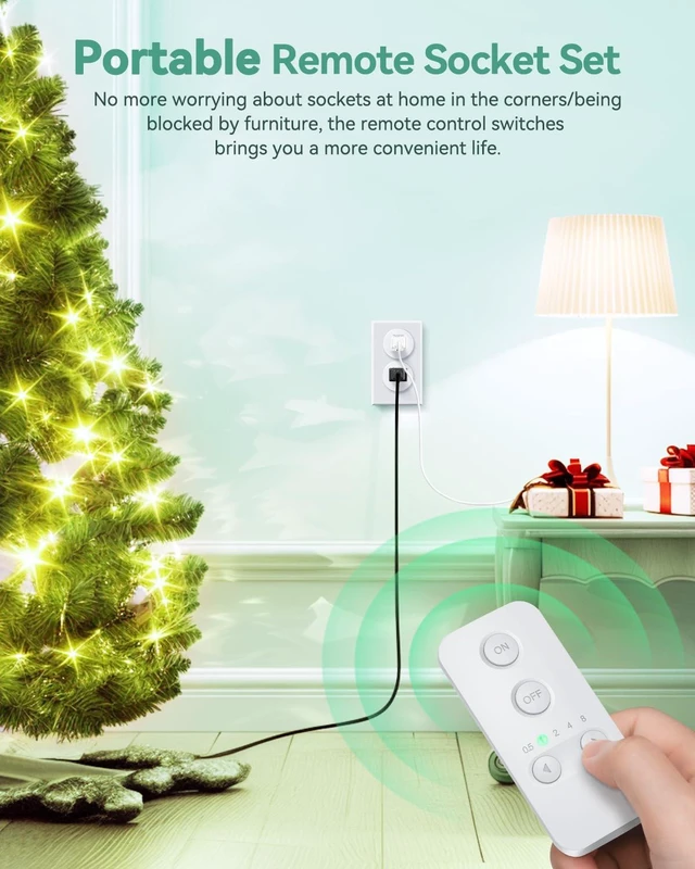 Alt view image 7 of 7 - Remote Control Outlet with Timer, Wireless Remote Light Switch, Remote Outlet, 500ft Range Timer Outlet Plug, 15A/1500W Remote Plug in On/Off Switch, for Lamps, Fans, Appliances