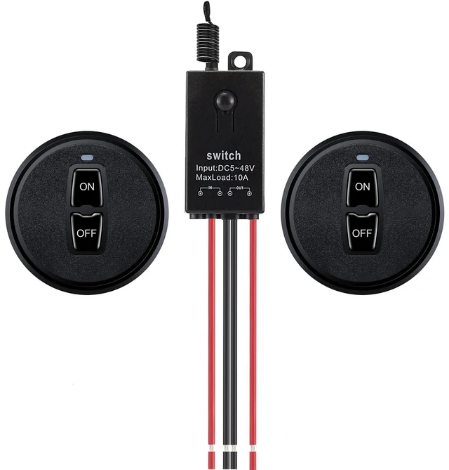 Main image of Mini Remote Control Switch,DC 12V/24V/48V/10A Relay,328FT Range | Wireless RF Switch for Car,Motor,Lamps,LED Lights,Fan