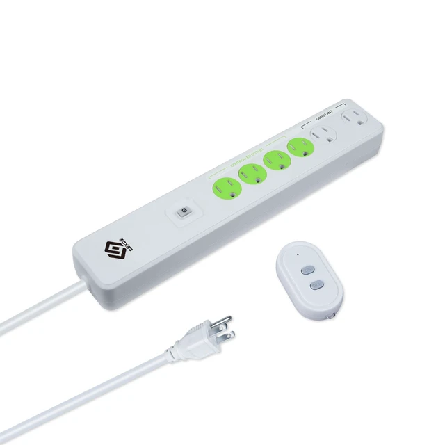 Alt view image 3 of 6 - Indoor 6-Outlet Energy-Saving Strip with Wireless Remote,100-Foot RF Range, Expandable Remote Light Switch for Household Appliances, Includes one 3 Voltage Lithium Battery, 15A/1800W, UL Listed
