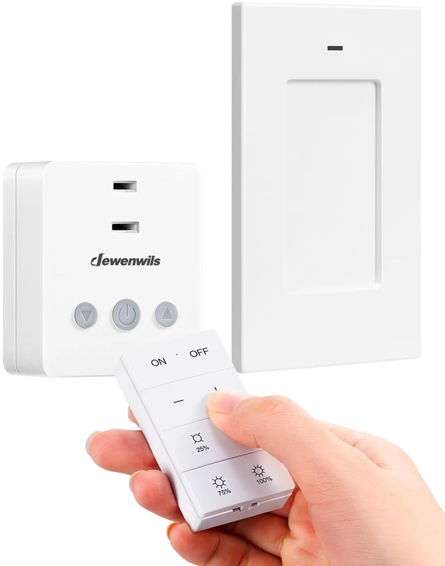 Main image of Wireless Dimmer Plug for Indoor Home Lighting, Remote Control | Full Range Stepless Dimming, Magnetic Remote, 100FT Range, Dimmer Switch for Dimmable LED/Tungsten Bulbs, ETL Listed, White