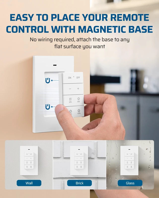 Alt view image 3 of 7 - Wireless Dimmer Plug for Indoor Home Lighting, Remote Control | Full Range Stepless Dimming, Magnetic Remote, 100FT Range, Dimmer Switch for Dimmable LED/Tungsten Bulbs, ETL Listed, White