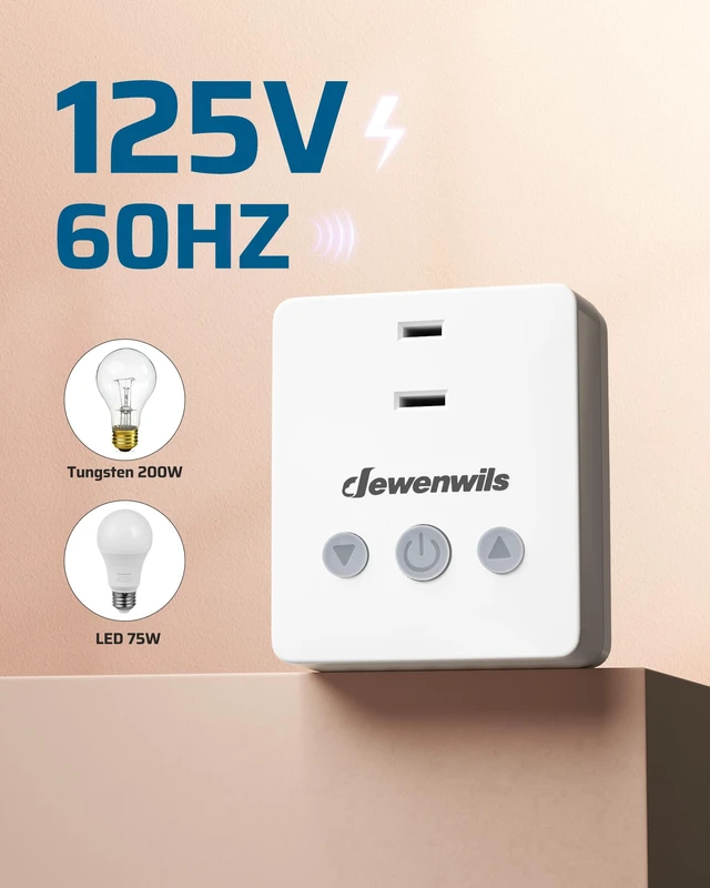 Alt view image 5 of 7 - Wireless Dimmer Plug for Indoor Home Lighting, Remote Control | Full Range Stepless Dimming, Magnetic Remote, 100FT Range, Dimmer Switch for Dimmable LED/Tungsten Bulbs, ETL Listed, White