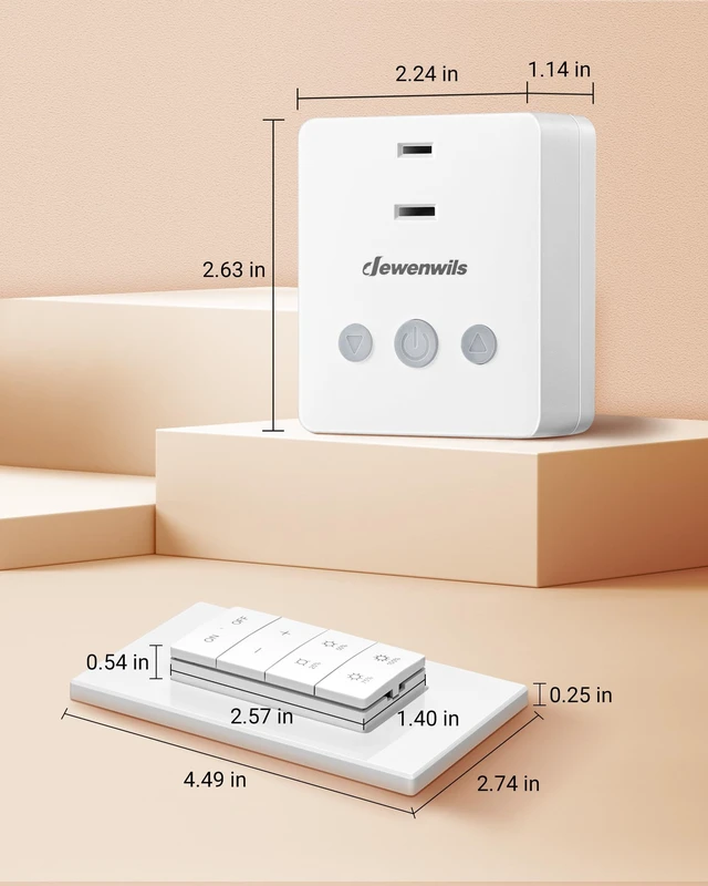 Alt view image 6 of 7 - Wireless Dimmer Plug for Indoor Home Lighting, Remote Control | Full Range Stepless Dimming, Magnetic Remote, 100FT Range, Dimmer Switch for Dimmable LED/Tungsten Bulbs, ETL Listed, White