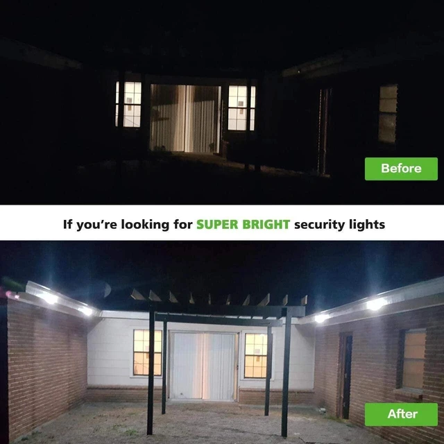 Alt view image 2 of 7 - Outdoor Motion Sensor Light Battery Operated, IP65 Waterproof Ultra Bright Motion Sensor Outdoor Lights Head Adjustable with 8W 600 Lumen 6000K 4LEDs for Garage Yard Porch and Patio (1 Pack)