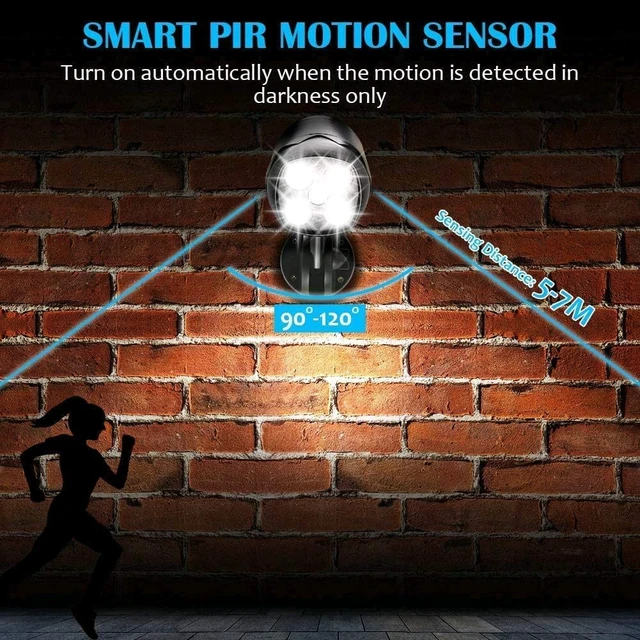 Alt view image 5 of 7 - Outdoor Motion Sensor Light Battery Operated, IP65 Waterproof Ultra Bright Motion Sensor Outdoor Lights Head Adjustable with 8W 600 Lumen 6000K 4LEDs for Garage Yard Porch and Patio (1 Pack)