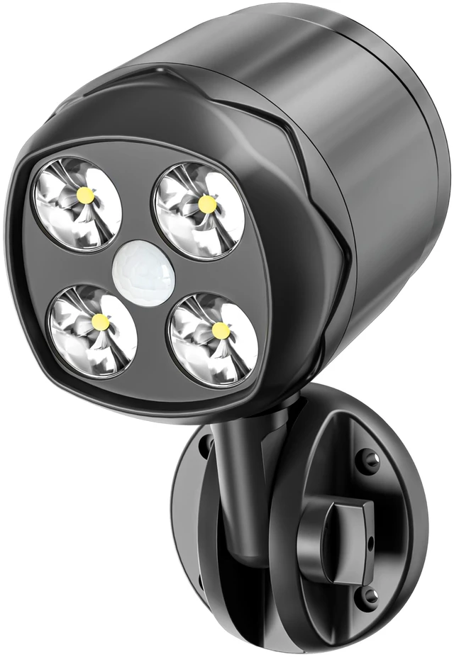 Main image of Outdoor Motion Sensor Light Battery Operated, IP65 Waterproof Ultra Bright Motion Sensor Outdoor Lights Head Adjustable with 8W 600 Lumen 6000K 4LEDs for Garage Yard Porch and Patio (1 Pack)