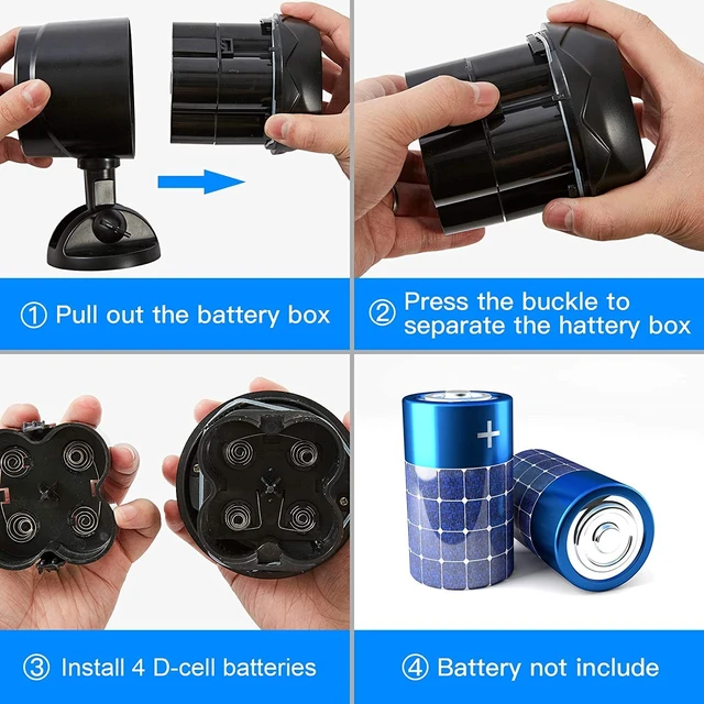 Alt view image 7 of 7 - Outdoor Motion Sensor Light Battery Operated, IP65 Waterproof Ultra Bright Motion Sensor Outdoor Lights Head Adjustable with 8W 600 Lumen 6000K 4LEDs for Garage Yard Porch and Patio (1 Pack)