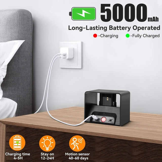 Alt view image 2 of 7 - Motion Sensor Wall Light 5000mAh Battery Operated,Rechargeable Wall Sconce Set of 2 Wireless Closet Light,3CCT & Dimmable Up and Down Night Lights Magnetic Stair Lights for Bedroom Hallway
