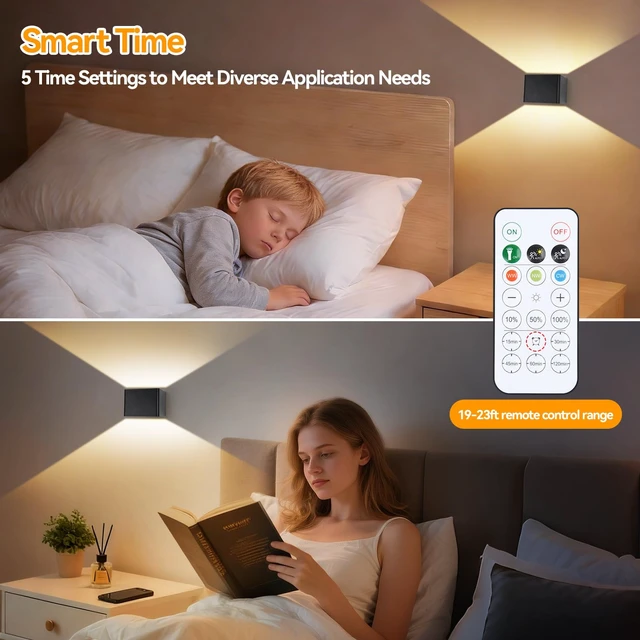 Alt view image 4 of 7 - Motion Sensor Wall Light 5000mAh Battery Operated,Rechargeable Wall Sconce Set of 2 Wireless Closet Light,3CCT & Dimmable Up and Down Night Lights Magnetic Stair Lights for Bedroom Hallway