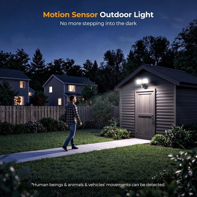 Alt view image 4 of 7 - Battery Powered Motion Sensor Outdoor Lights, Security Floodlight | Easy to install anywhere for temporary lighting at porch shed fence, 1500LM wireless battery operated LED flood light