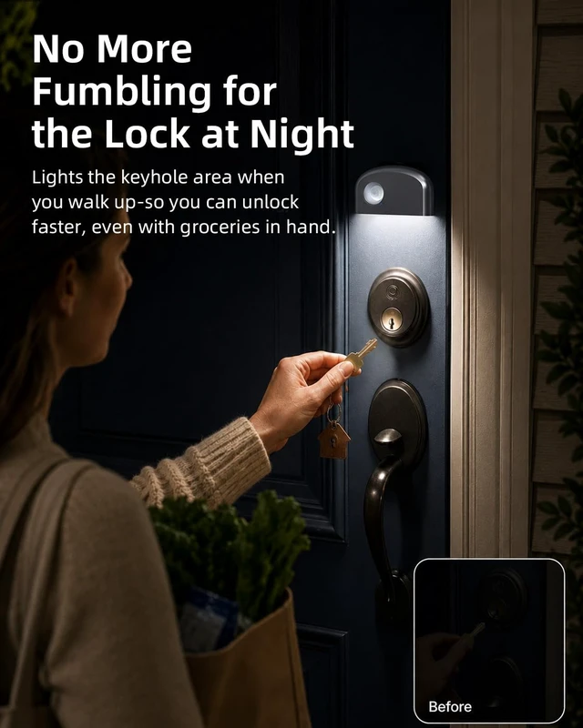 Alt view image 2 of 7 - Light, Battery Powered Motion Sensor Lights,Door Lock Light Magnetic & Dimmable,6 LED Bulbs PIR Wireless Motion Detector 6500K Soft White,Portable Nightlight for Hallway,Appliance,Bathroom