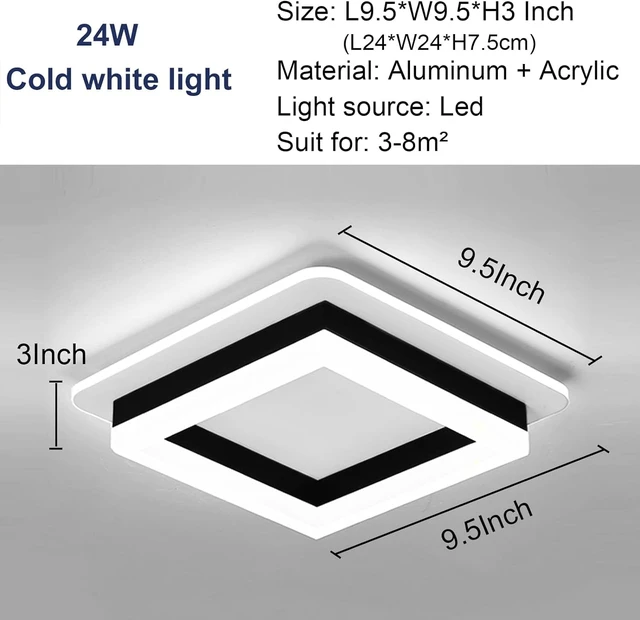 Alt view image 2 of 7 - Motion Sensor LED Ceiling Light Indoor, 24W Black Mount Motion Activated 7.87inch Flush Mount Lighting Fixture for Closet Laundry Bathroom Hallway Stair Porch Basement, Cool White