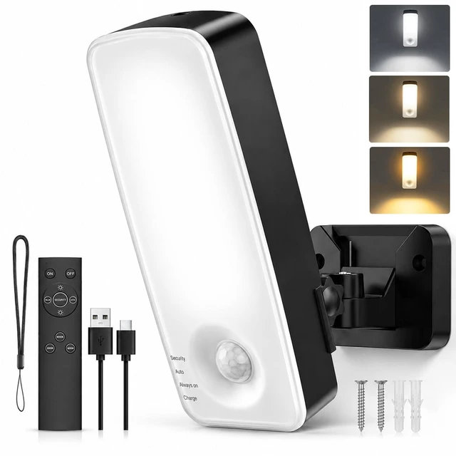 Main image of Rechargeable Motion Sensor Outdoor Lights, 10000mAh Outdoor Wall Light | 3 Modes Wireless Security Light with Remote, 3CCT Dimmable, IP65 Waterproof Outdoor Lights for Porch,Backyard,Garage