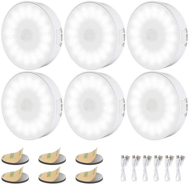 Main image of 6 Pack Motion Sensor Light Indoor, USB Rechargeable Night Light- Cold White | Upgraded 14 LEDs, USB Rechargeable, Long Last Battery & 3 Light Modes, Wireless Magnetic for Closet, Stairs, Hallway