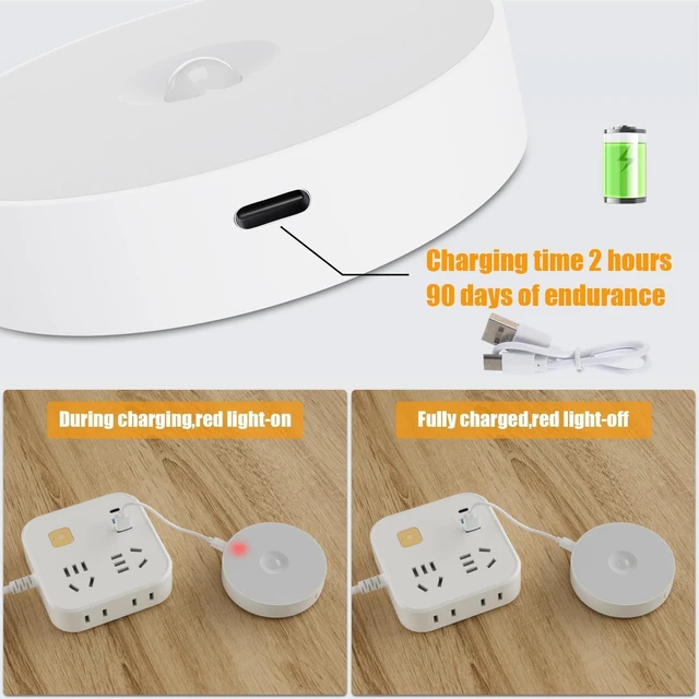 Alt view image 4 of 7 - 6 Pack Motion Sensor Light Indoor, USB Rechargeable Night Light- Cold White | Upgraded 14 LEDs, USB Rechargeable, Long Last Battery & 3 Light Modes, Wireless Magnetic for Closet, Stairs, Hallway